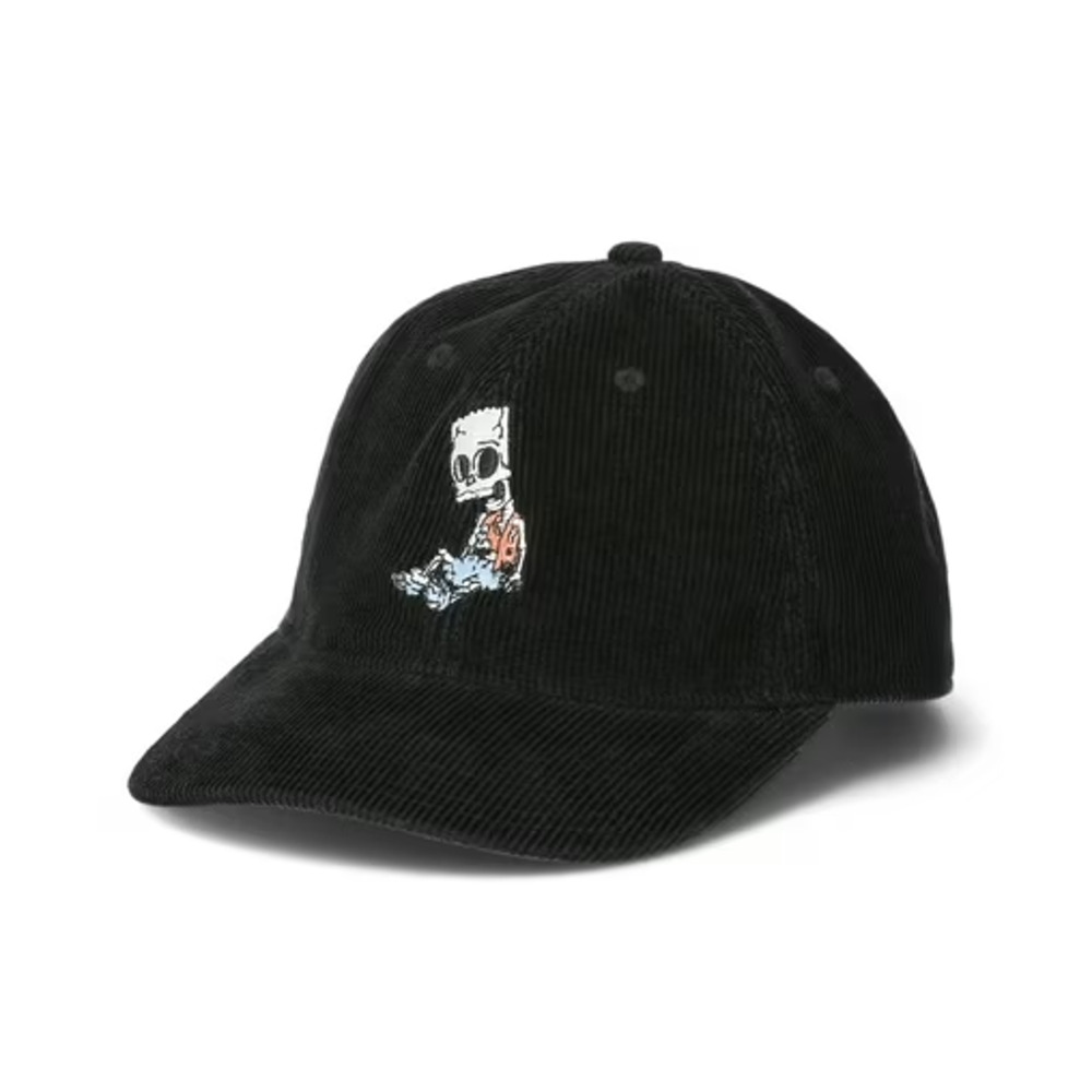 Vintage Mad Engine Bart‎ Simpson Skeleton Black Corduroy Adjustable Baseball Hat